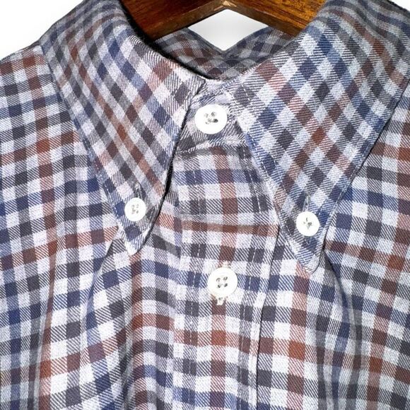 Billy Reid Gray Check Brushed Oxford Button Down Shirt Size S - Picture 4 of 8